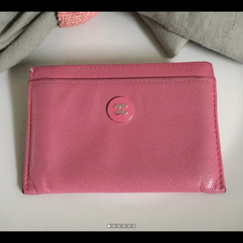 Chanel Card Holder. Pink Leather.